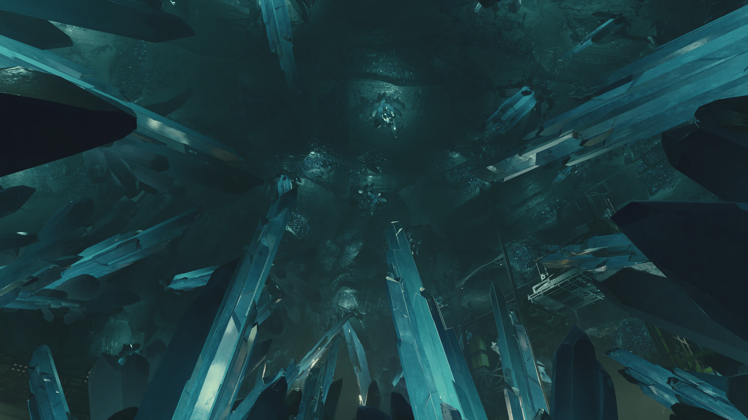 A crystal cave inside an asteroid